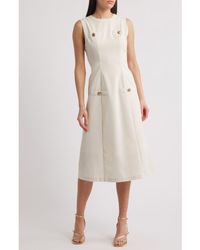 ZOE AND CLAIRE - Button Cotton & Linen Blend Dress - Lyst