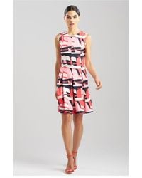 Natori - Abstract Lines Sleeveless Pleated Dress - Lyst