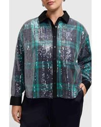 Foxcroft - Marina Sequin Button-Up Shirt - Lyst