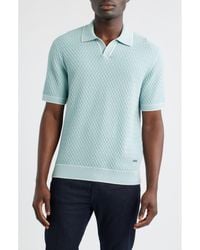 Bugatchi - Johnny Collar Basket Stitch Cotton Blend Polo Sweater - Lyst