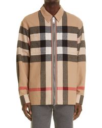 Burberry - Hague Archieve Check Zip Front Cotton Flannel Shirt Jacket - Lyst