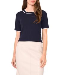 Halogen® - Tipped Short Sleeve Crewneck Sweater - Lyst