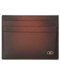 Ferragamo - Micro Double Gancio Burnished Leather Card Case - Lyst