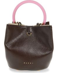 Marni - Pannier Top Handle Leather Bucket Bag - Lyst