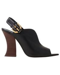 Lanvin - Buckle Arch Heeled Leather Mules - Lyst