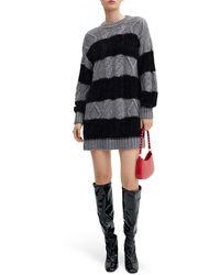 Mango - Metallic Stripe Cable Long Sleeve Sweater Dress - Lyst