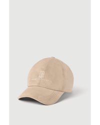 Brunello Cucinelli - Suede Baseball Cap With Embroidered Logo - Lyst