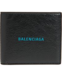 Balenciaga - Cash Logo Leather Bifold Wallet - Lyst