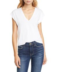 FRAME - Le Mid Rise V-neck T-shirt - Lyst