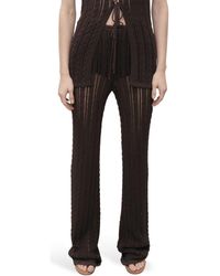 Mango - Openwork Knit Pull-On Straight Leg Pants - Lyst
