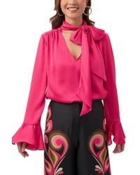 Trina Turk - Alora Crinkle Georgette Tie Neck Top - Lyst