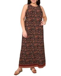 Vince Camuto - Floral Border Print Sleeveless Maxi Dress - Lyst