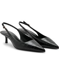 Mango - Croc Embossed Slingback Kitten Heel Pump - Lyst