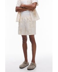 TOPMAN - Embroidered Cotton & Linen Shorts - Lyst
