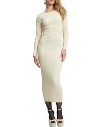 Bardot - Vigo Rib Twist Back Cutout Long Sleeve Midi Sweater Dress - Lyst