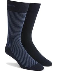 BOSS - Assorted 2-Pack Solid & Stripe Cotton Blend Dress Socks - Lyst