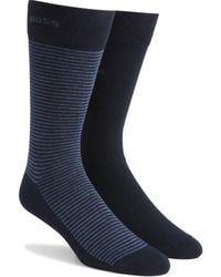 BOSS - Assorted 2-Pack Solid & Stripe Cotton Blend Dress Socks - Lyst
