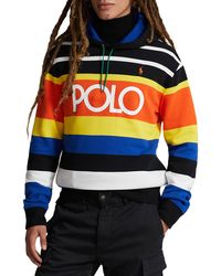 Polo Ralph Lauren - Stripe Logo Fleece Graphic Hoodie - Lyst