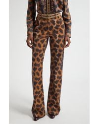 Etro - Animal Print Stretch Denim Bootcut Jeans - Lyst