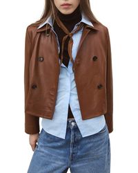 Mango - Double Breasted Leather Jacket - Lyst