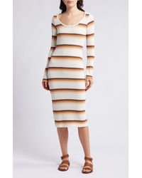 Rip Curl - Sun Club Jacquard Stripe Long Sleeve Midi Dress - Lyst