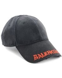 Balenciaga - Logo Distressed Cotton Drill Baseball Cap - Lyst