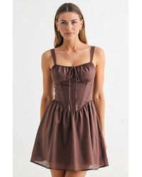 Modenaire - Sweetheart Corset Bodice Gathered Bust Flared Skirt Mini Dress - Lyst