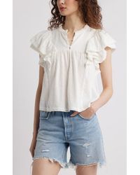 Treasure & Bond - Ruffle Sleeve Clip Dot Top - Lyst
