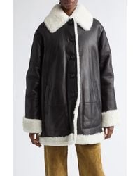 Altuzarra - Blake Genuine Shearling Trim Leather Coat - Lyst
