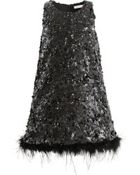 Tulle - Sequin Feather-Hem Dress - Lyst