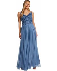 Quiz - Cowl Neck Mesh Skirt Maxi Dress - Lyst