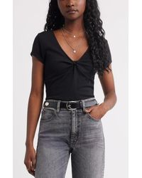 Treasure & Bond - Twist Front V-Neck Knit Top - Lyst