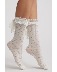 High Heel Jungle - Lace Trim Cotton Blend Crew Socks - Lyst
