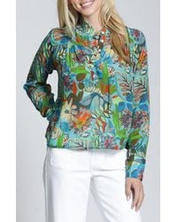 Apny - Floral Ruffle Placket Top - Lyst