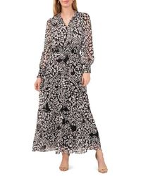 Chaus - Smocked Waist Long Sleeve Tiered Midi Dress - Lyst