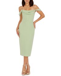 Dress the Population - Vickie Off The Shoulder Midi Corset Dress - Lyst