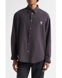 Acne Studios - Pinstripe Logo Embroidery Button-Up Shirt - Lyst
