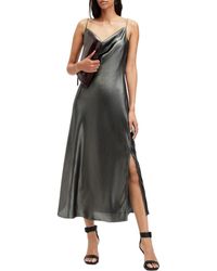 AllSaints - Hadley Metallic Satin Slipdress - Lyst