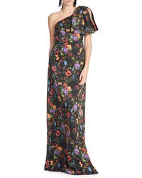 Sachin & Babi - Chelsea Floral One-shoulder Crinkle Georgette Gown - Lyst