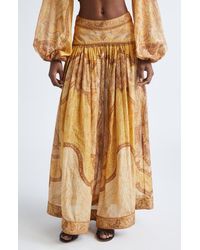 Zimmermann - Wanderlust Metallic Stripe Cotton & Silk Maxi Skirt - Lyst