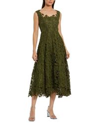 Mac Duggal - Sleeveless Square Neck Lace A-Line Midi Dress - Lyst