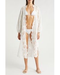 FARM Rio - Laise Cotton Eyelet Cover-up Dress - Lyst