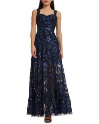 Dress the Population - Anabel Floral Sequin Fit & Flare Gown - Lyst