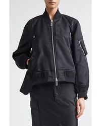 Sacai - Mixed Media Nylon Twill & Wool Bomber Jacket - Lyst