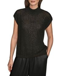Donna Karan - Open Stitch Cap Sleeve Sweater - Lyst