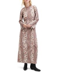 AllSaints - Susannah Cascade Floral Paisely Convertible Long Sleeve Dress - Lyst