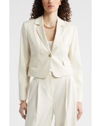 Nordstrom - Crop One-Button Linen Blend Blazer - Lyst