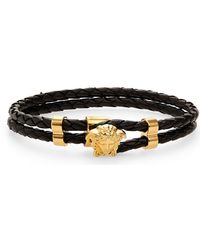 Versace - Medusa Braided Leather Bracelet - Lyst