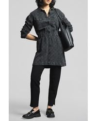 WEEKEND LOS ANGELES - Adoria Texture Long Sleeve Mini Shirtdress - Lyst
