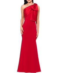 Betsy & Adam - Bow One-shoulder Crepe Mermaid Gown - Lyst